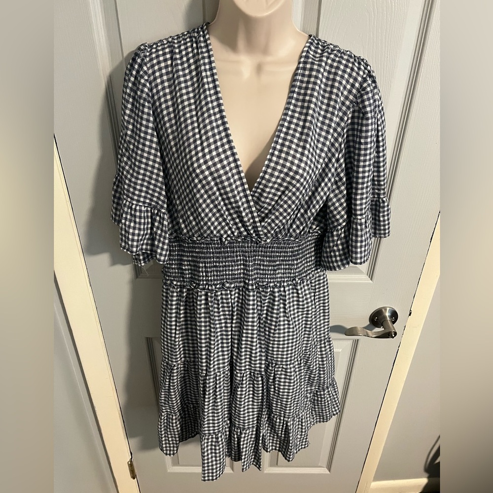 Max Studio Crossover Summer Dress Size XL, Blue/White